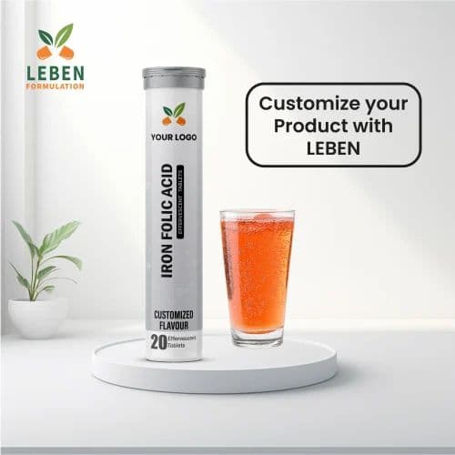 Iron + Folic Acid Tablet - private label contract manufacturing by Leben Formulation