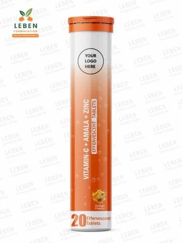 Vitamin C Effervescent Tablet - private label contract manufacturing by Leben Formulation