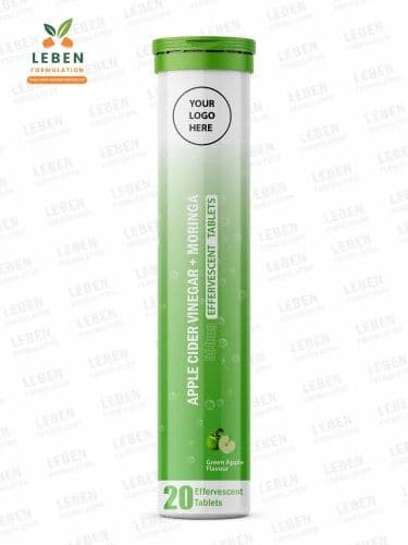 ACV + Moringa 500mg Green Apple Effervescent - private label contract manufacturing by Leben Formulation