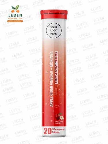 Apple Cider Vinegar 500mg + Moringa — Red Apple Flavour - private label contract manufacturing by Leben Formulation