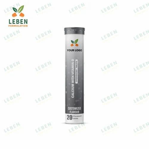 Calcium + Vitamin D3 Effervescent (with K2, Magnesium & B12) - private label contract manufacturing by Leben Formulation