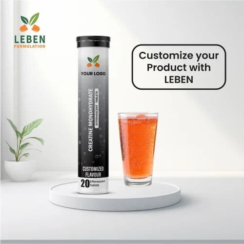 Creatine Monohydrate Effervescent Tablets - private label contract manufacturing by Leben Formulation