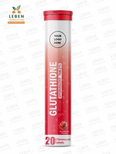 Glutathione 500mg Effervescent — Strawberry Flavour - private label contract manufacturing by Leben Formulation
